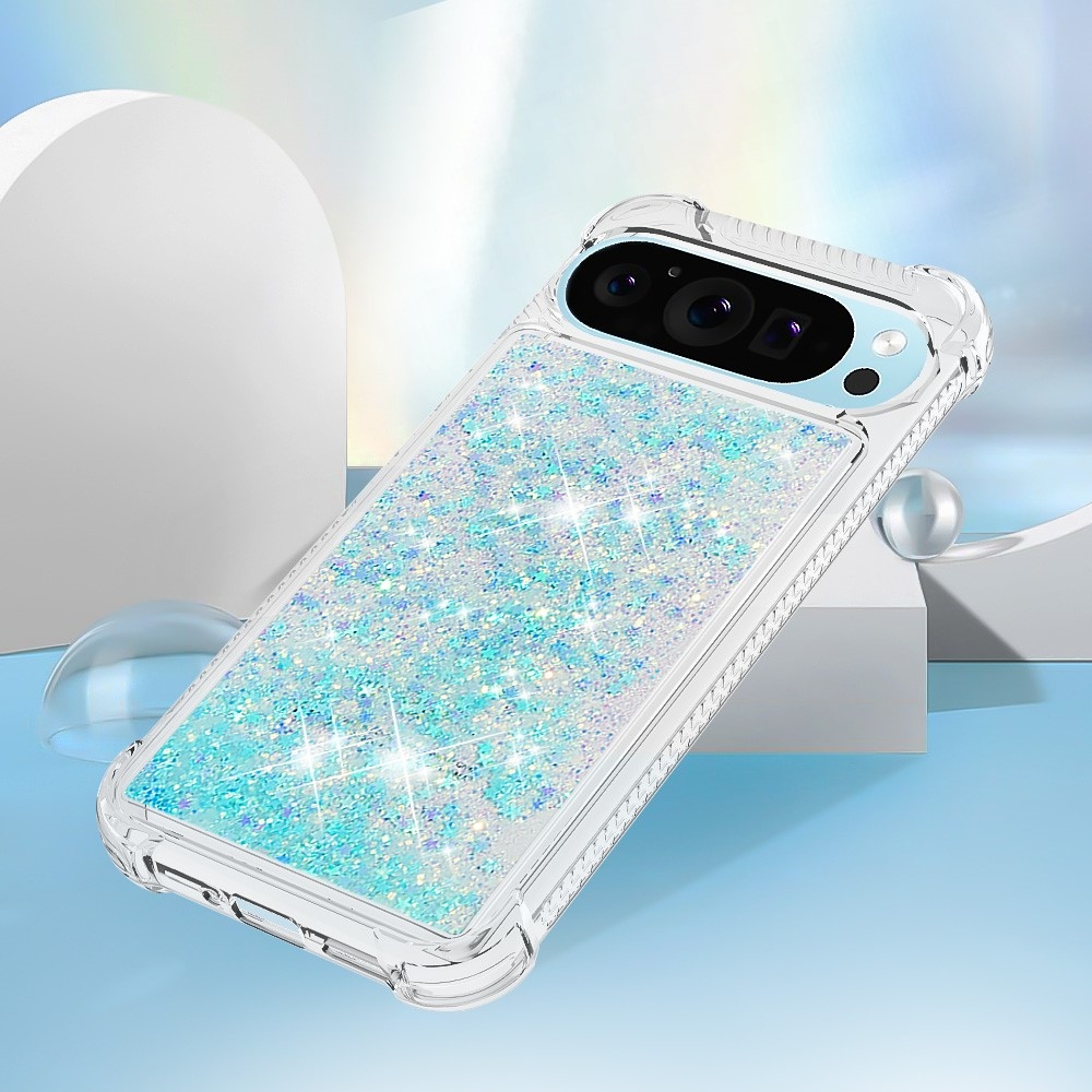 Glitter presýpací gélový obal na Google Pixel 10 Pro/Pixel 10 - modrý/hviezdičky