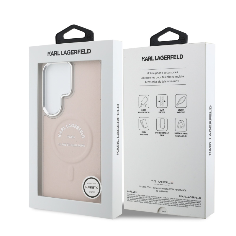 Karl Lagerfeld PU RSG Logo Magnetický zadný kryt pre Samsung Galaxy S26 Ultra Pink