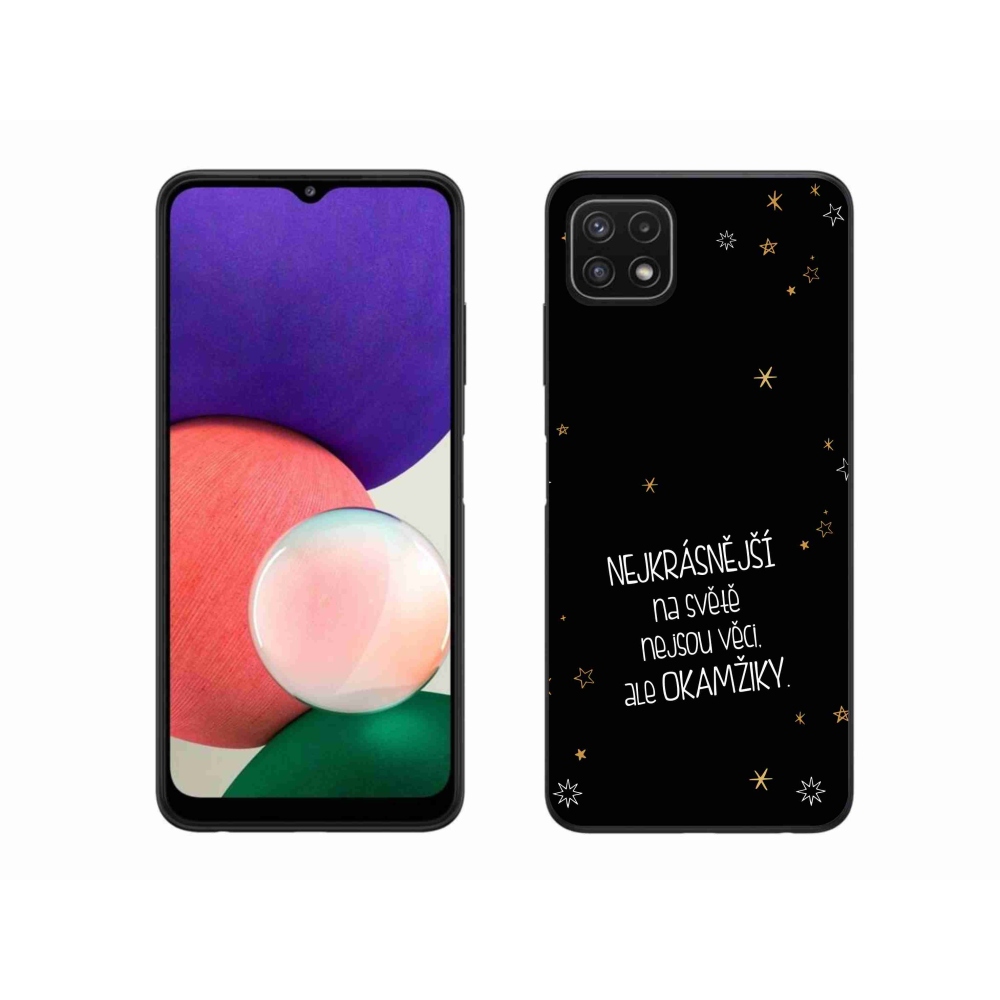 Gélový kryt mmCase na Samsung Galaxy A22 5G - citát 4 čierne pozadie