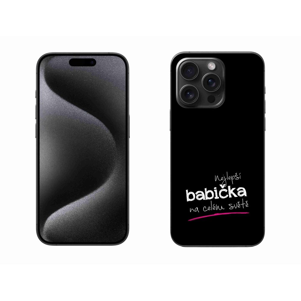 Gélový kryt mmCase na iPhone 15 Pro Max - najlepšia babička 4 čierne pozadie