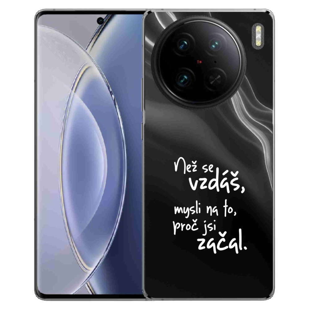 Gélový kryt mmCase na Vivo X90 Pro - citát 2 čierne pozadie