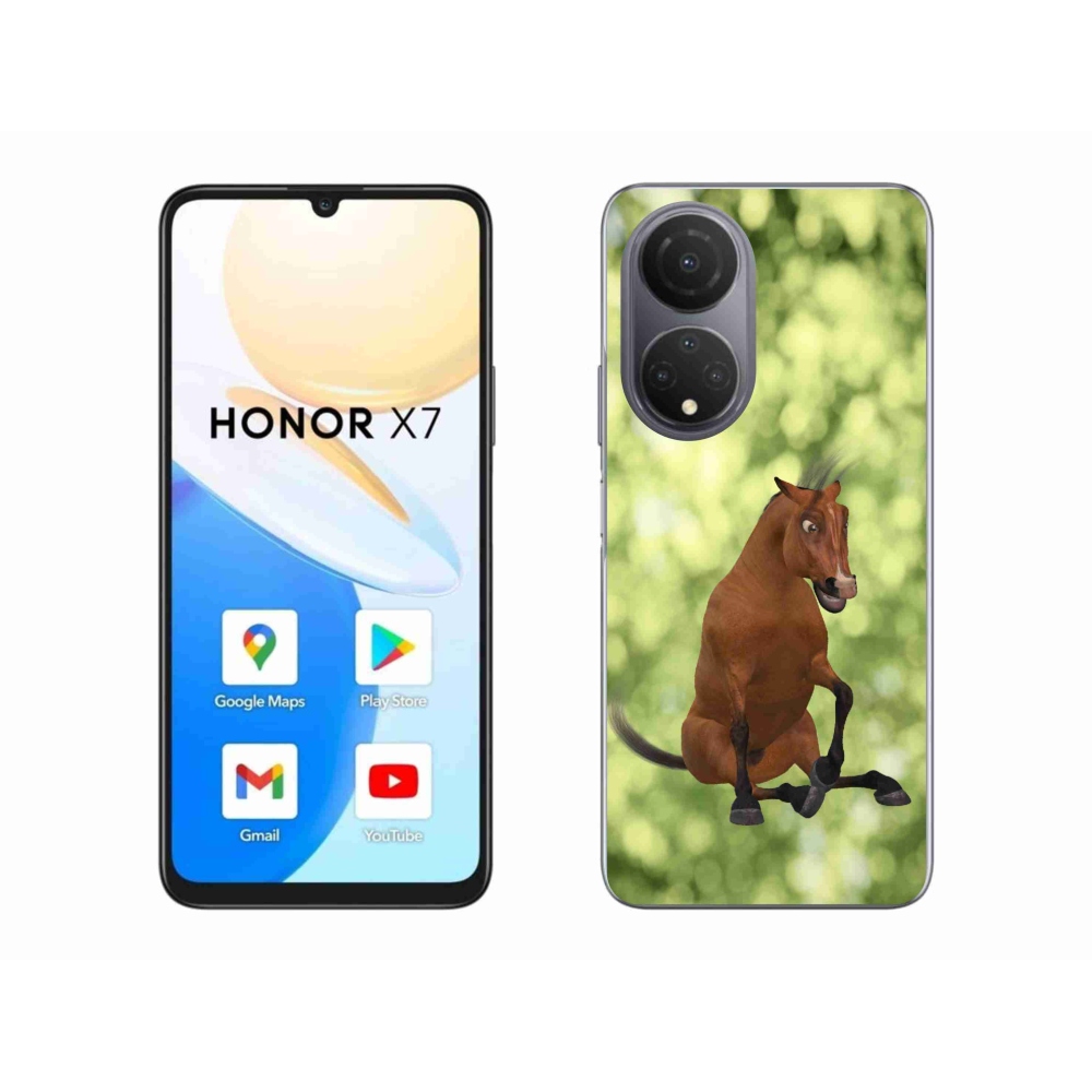 Gélový kryt mmCase na Honor X7 - hnedý kreslený kôň 1