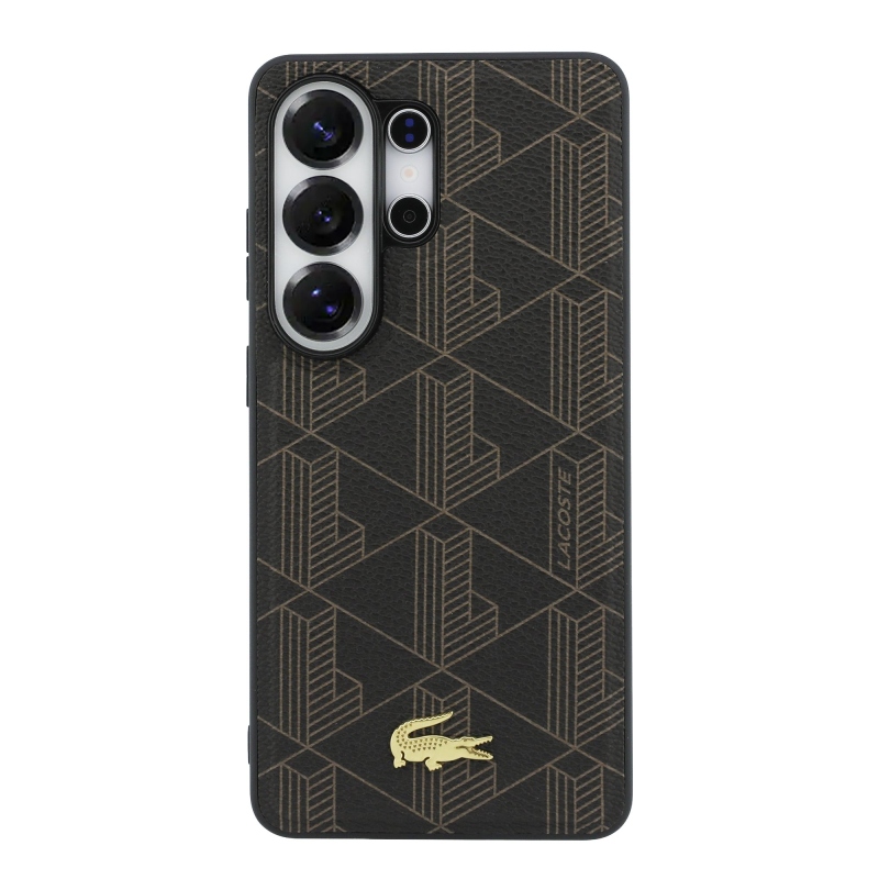 Lacoste PVC Blend Monogram Gold Logo Magnetic Back Cover pre Samsung Galaxy S26 Ultra Brown