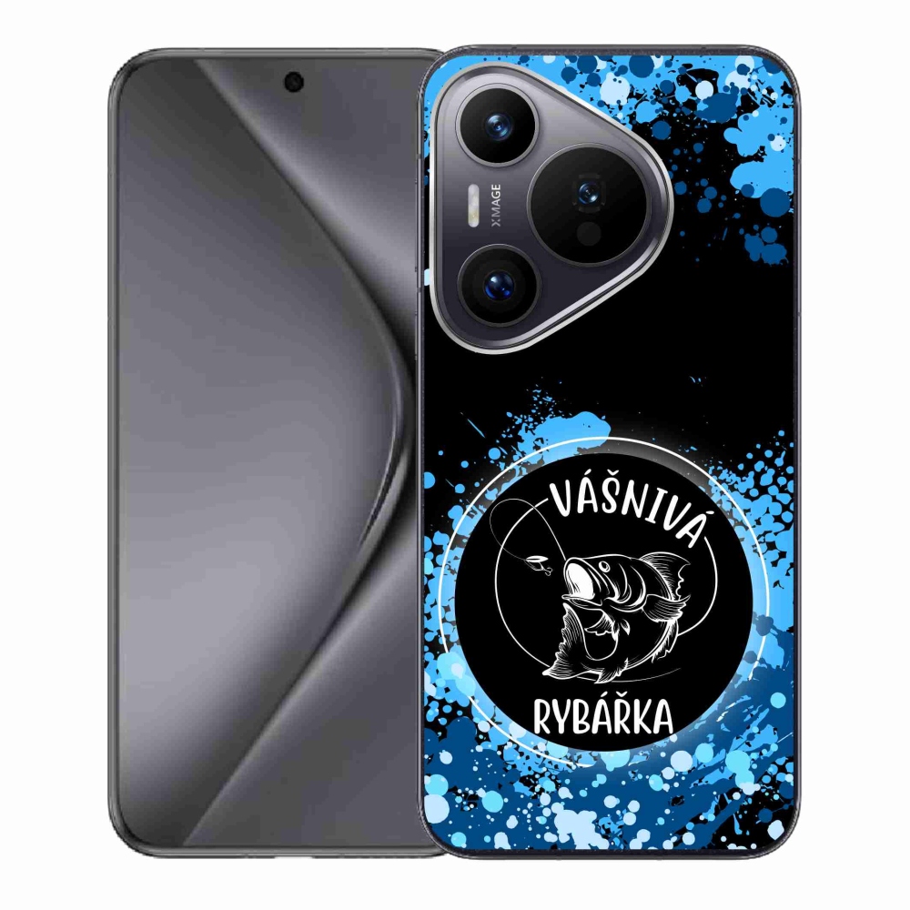 Gélový kryt mmCase na Huawei Pura 70 - vášnivá rybárka čierne pozadie