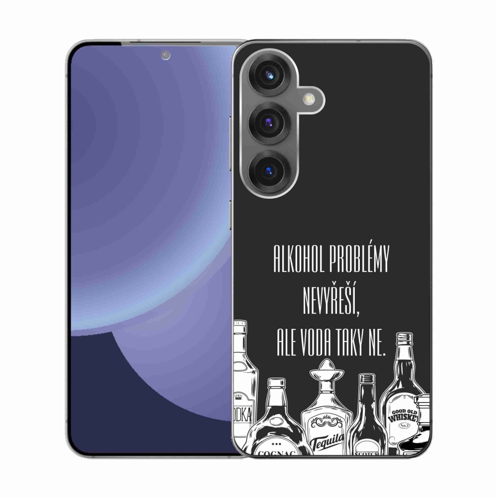 Gélový kryt mmCase na Samsung Galaxy S25 - vtipný text čierne pozadie