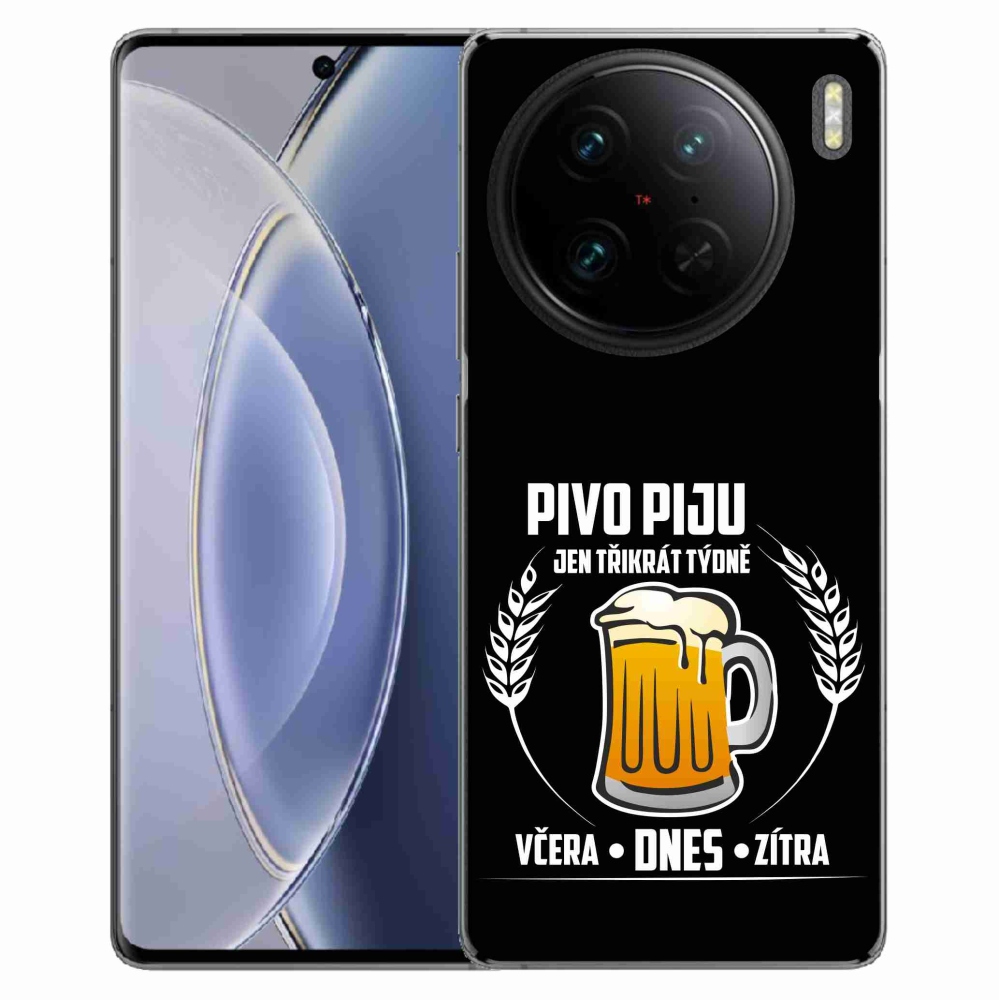 Gélový kryt mmCase na Vivo X90 Pro - pivný motív čierne pozadie