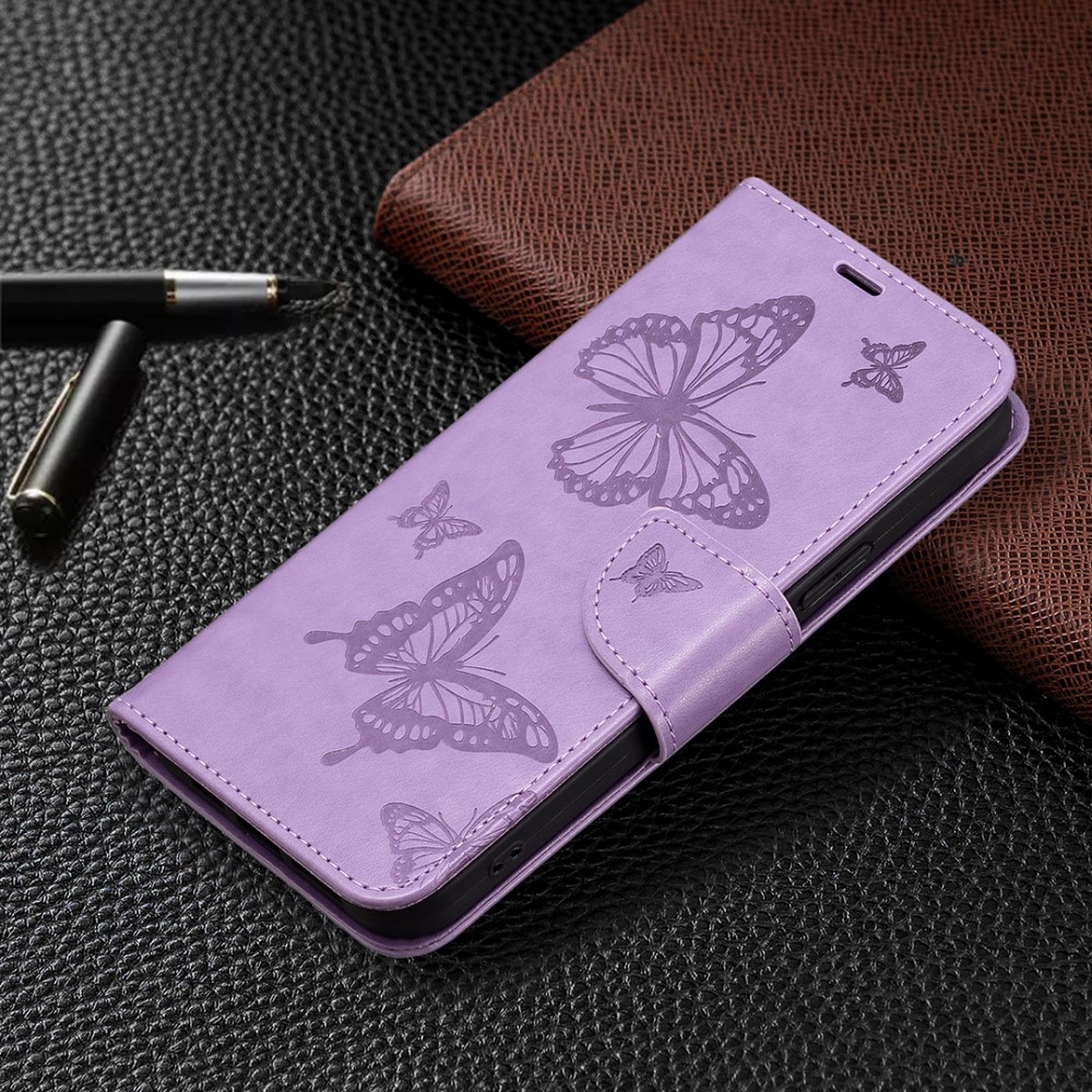 Butterfly knižkové puzdro na Xiaomi Redmi Note 12S - fialové