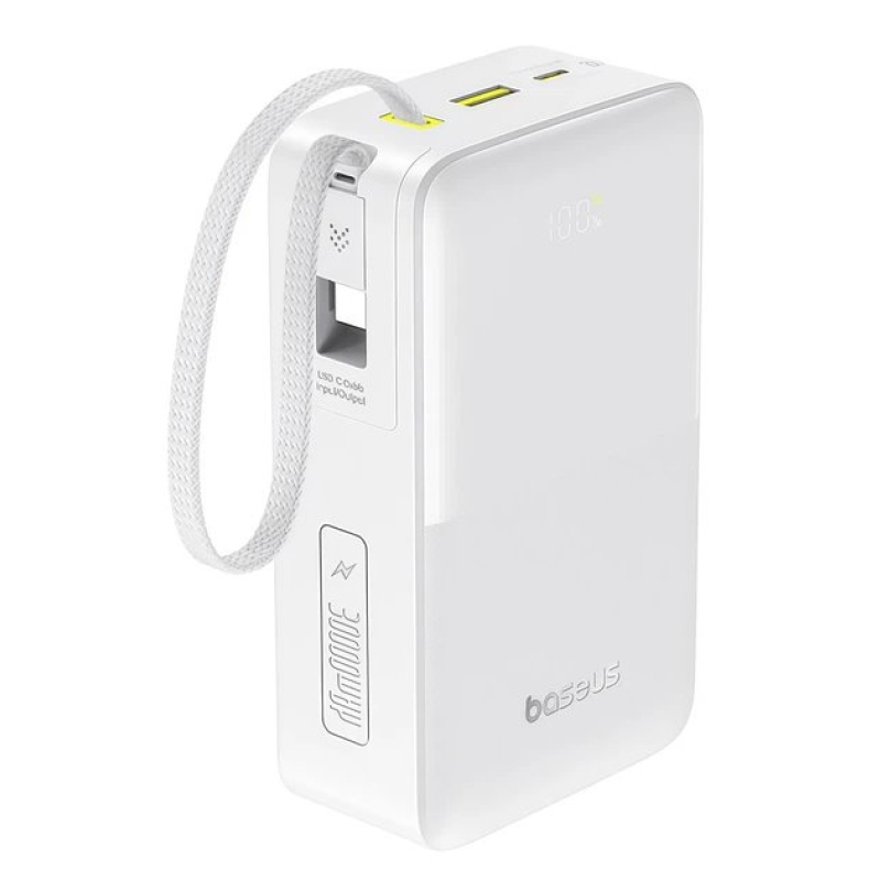 Powerbanka Baseus EnerFill FC51 Bipow 2 Pro 22,5 W s integrovaným káblom, 30 000 mAh, Moon White