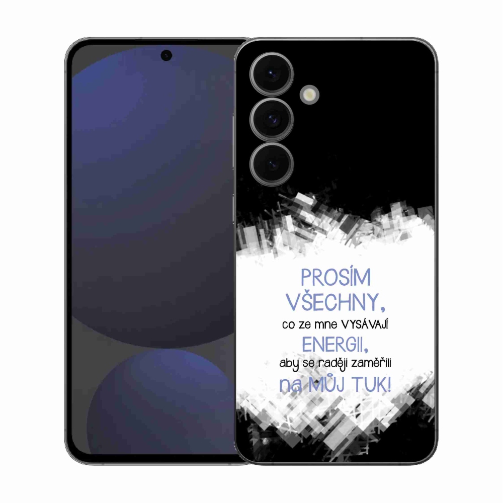 Gélový kryt mmCase na Samsung Galaxy S25 FE - vtipný text 1 modrý
