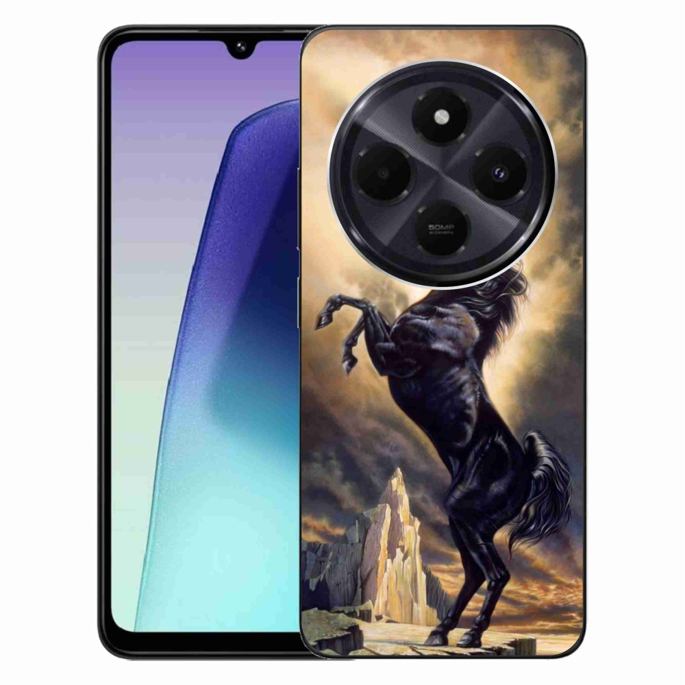 Gélový kryt mmCase na Xiaomi Redmi 14C/Poco C75 - čierny kreslený kôň