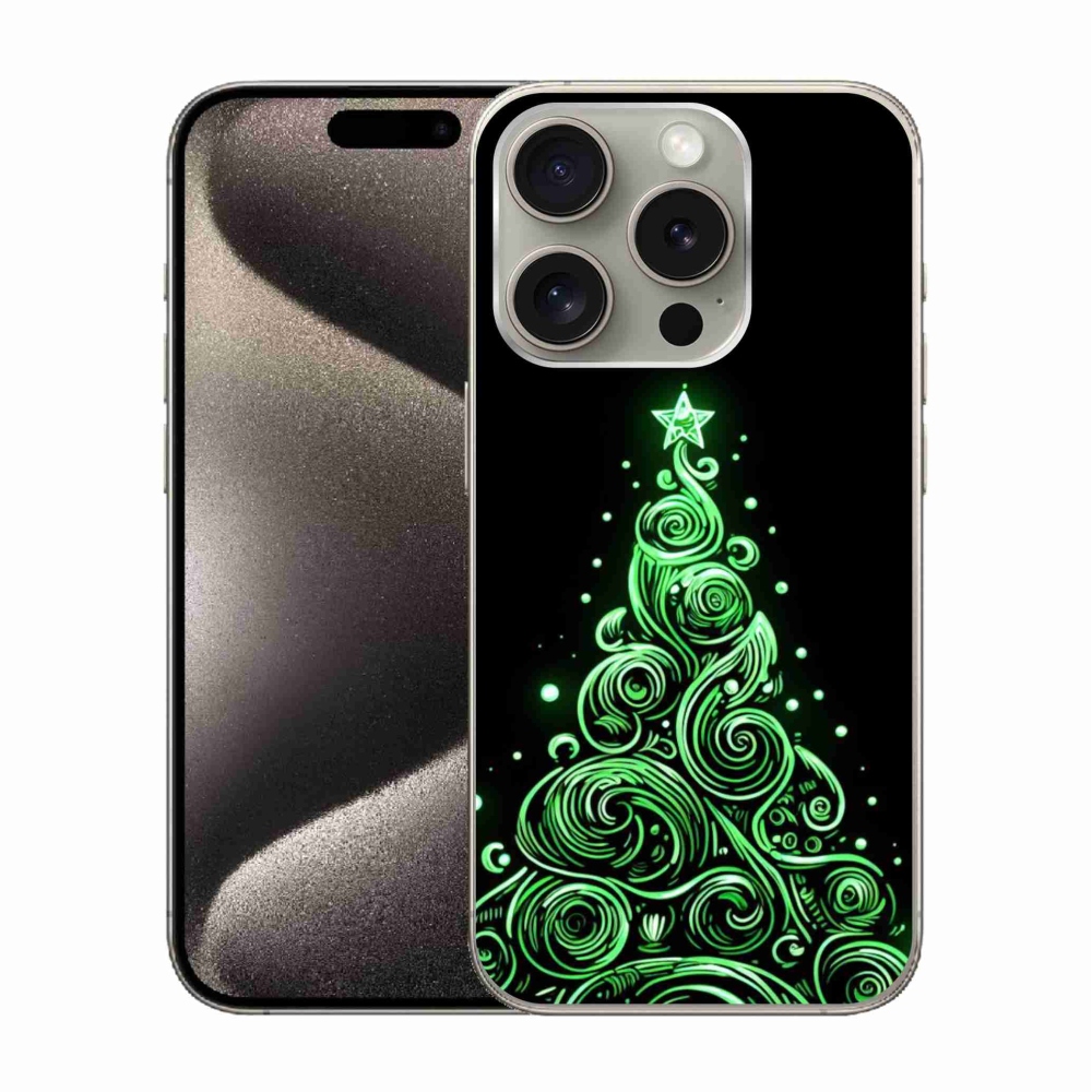 Gélový kryt mmCase na iPhone 15 Pro - neónový vianočný stromček 3