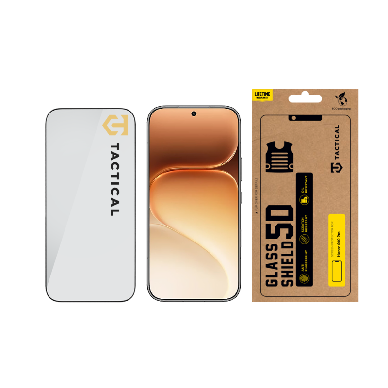 Taktické sklo Tactical Glass Shield 5D pre Honor 600 Pro, čierne
