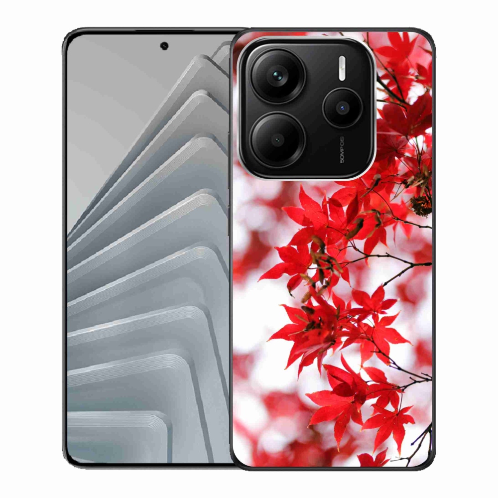Gélový kryt mmCase na Xiaomi Redmi Note 14 5G - červené listy