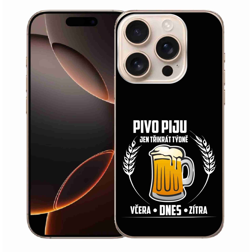 Gélový kryt mmCase na iPhone 16 Pro Max - pivný motív čierne pozadie