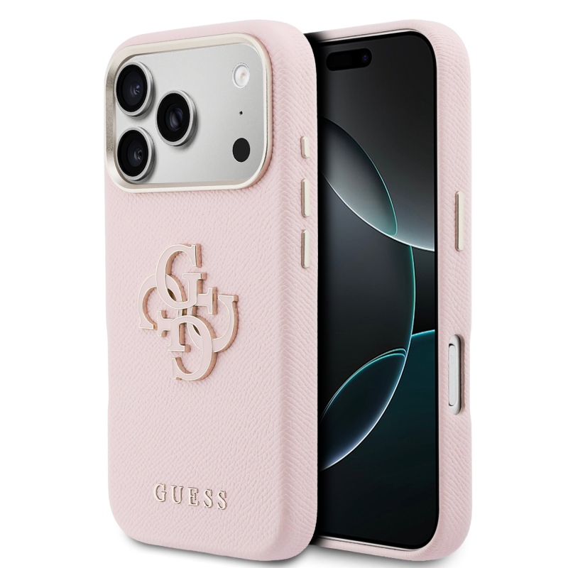 Zadný kryt s logom Guess PU Resin pre iPhone 17 Pro Pink