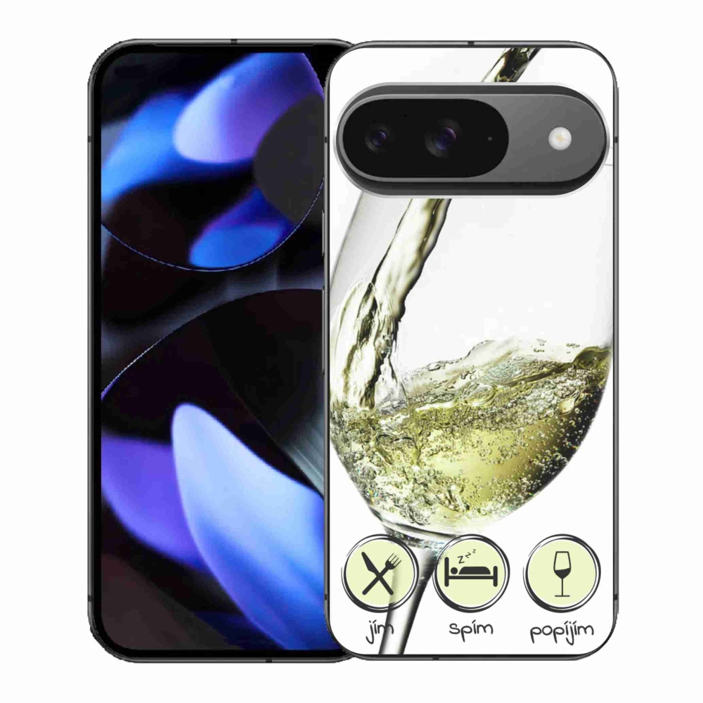 Gélový obal mmCase na Google Pixel 9/9 Pro - pohár vína bielej