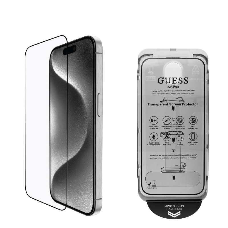 Guess Tvrdené Sklo 2.5D pre iPhone 16 Pro Black