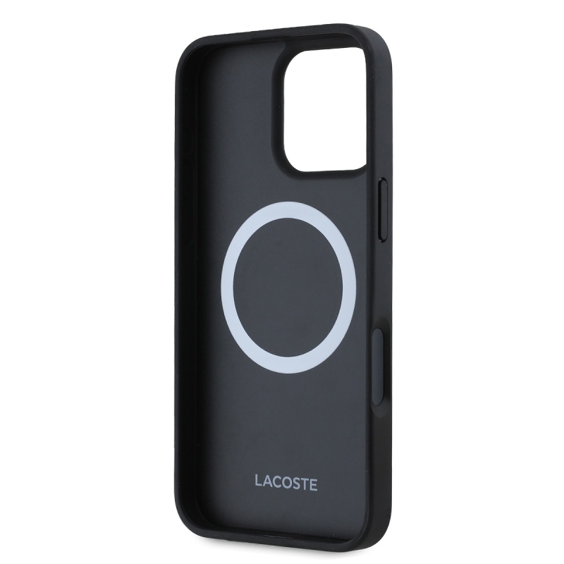 Lacoste Iconic Petit Pique Woven Logo MagSafe Zadný Kryt pre iPhone 16 Pro Max Black