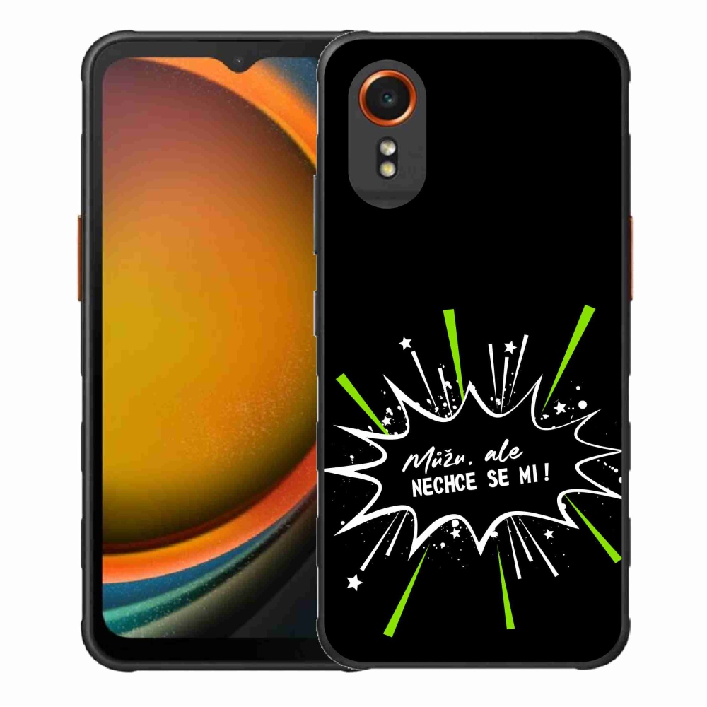 Gélový kryt mmCase na Samsung Galaxy Xcover 7 - vtipný text 11 čierne pozadie