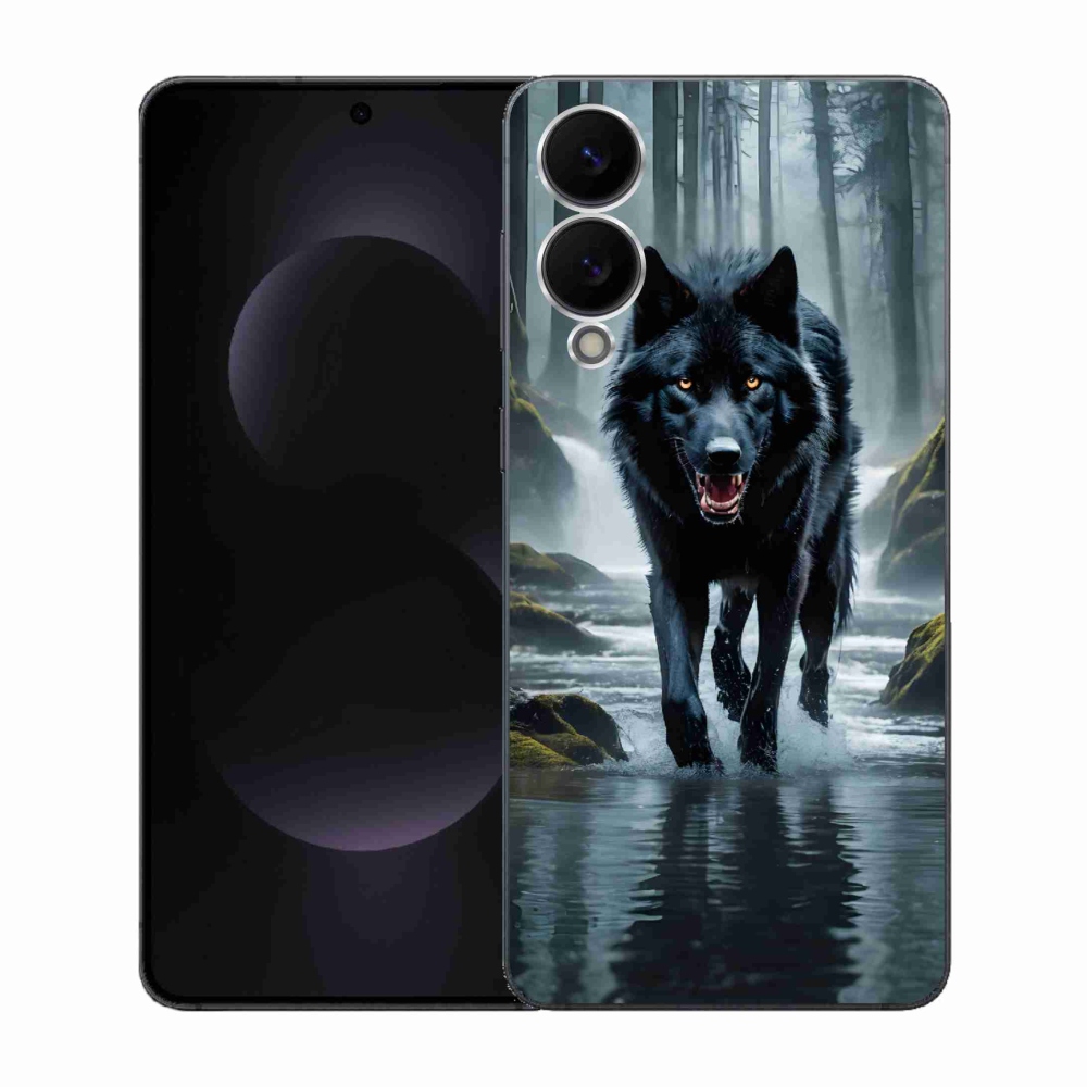 Gélový kryt mmCase na Samsung Galaxy S25 Edge - čierny vlk