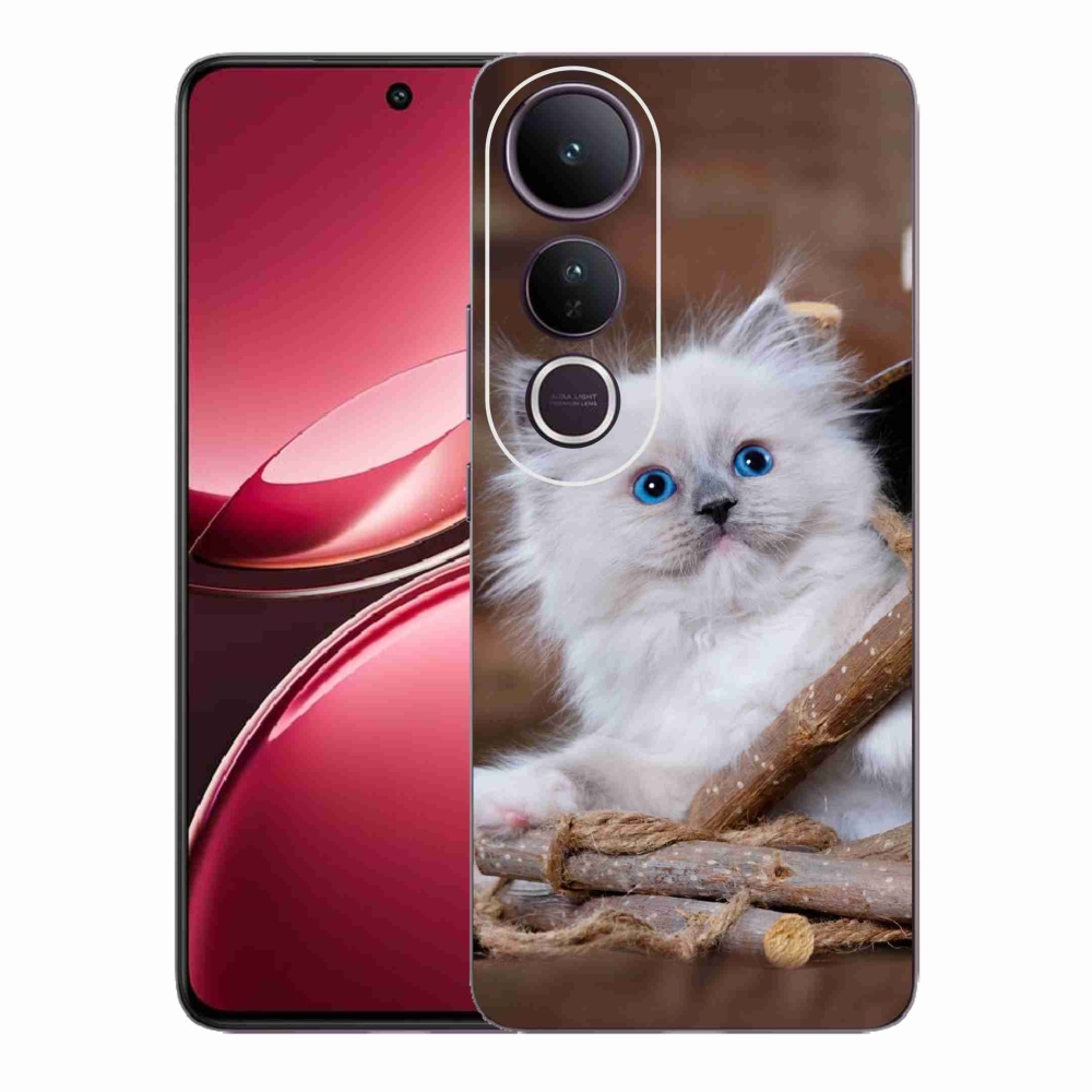 Gélový kryt mmCase na Vivo V50 Lite 4G/5G - biele mačiatko