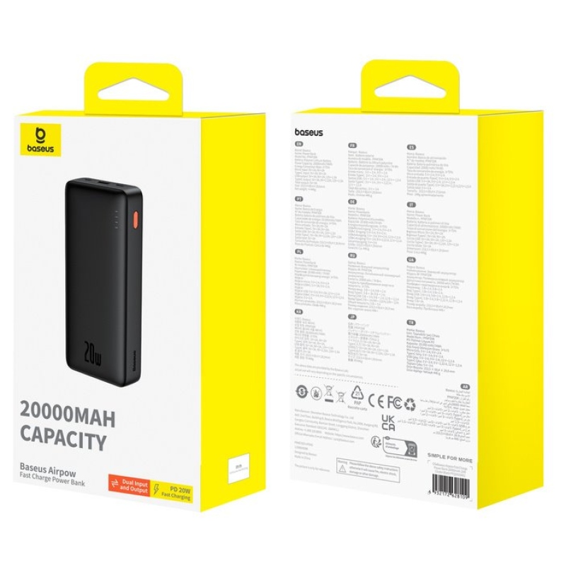 Baseus Airpow 20W Fast Charge Powerbanka 20000mAh Black