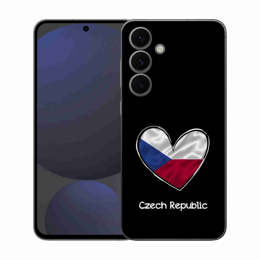 Gélový kryt mmCase na Samsung Galaxy S25 FE - vlajka srdca čierne pozadie