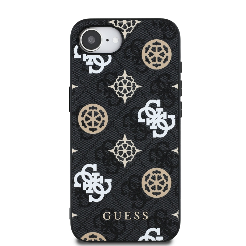 Guess PU 4G Peony MagSafe zadný kryt pre iPhone 16e/17e Black
