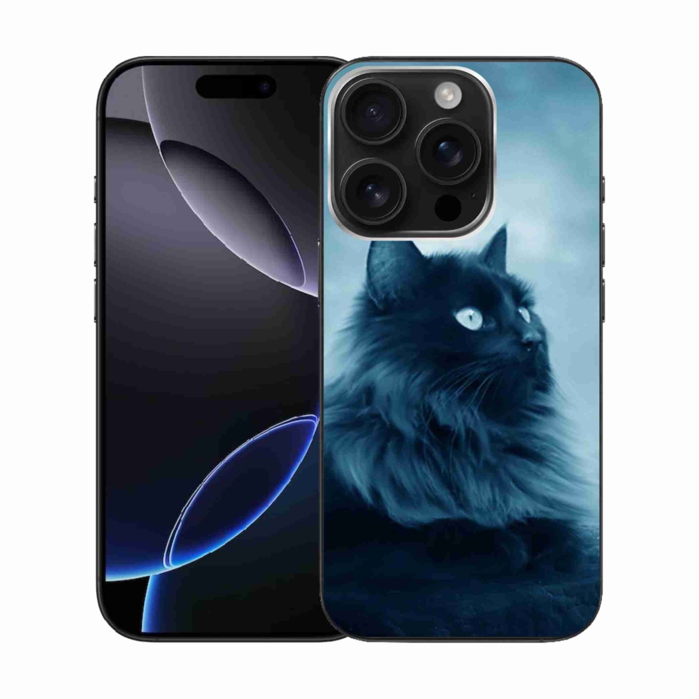 Gélový obal mmCase na iPhone 16 Pro - čierna mačka 1