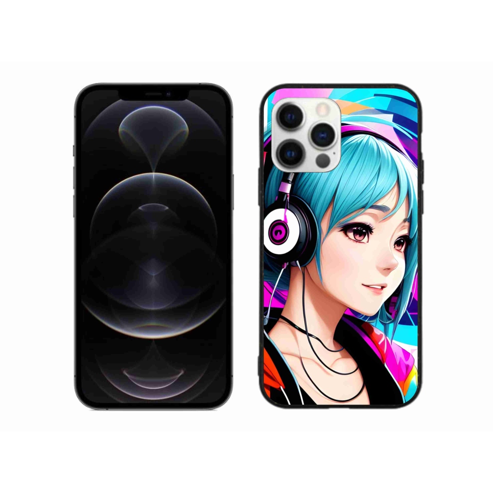Gélový kryt mmCase na iPhone 12 Pro Max - dievča so slúchadlami