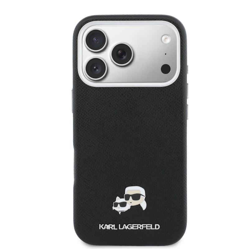 Karl Lagerfeld PU Karl and Choupette Heads Pins MagSafe zadný kryt pre iPhone 17 Pro Max Black