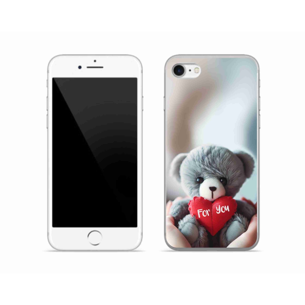 Gélový kryt mmCase na iPhone SE (2022) - medvedík pre zamilovaných