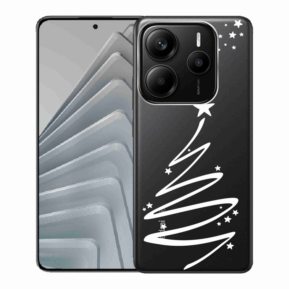 Gélový kryt mmCase na Xiaomi Redmi Note 14 5G - biely stromček na priesvitnom pozadí