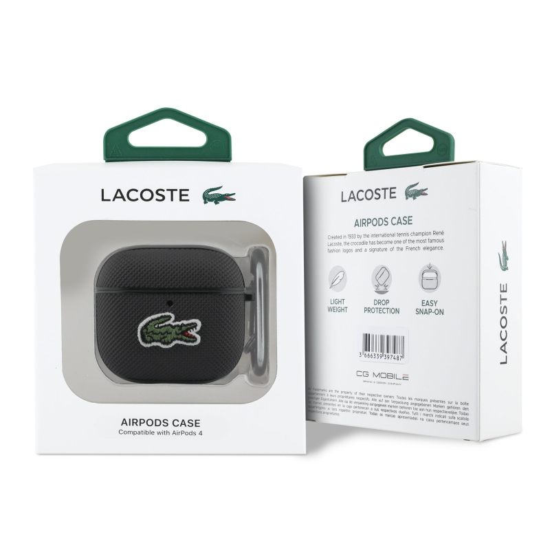 Lacoste Petit Pique Croc Logo Patch Case pre AirPods 4 Black