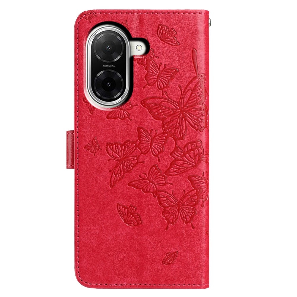 Floral Butterfly knižkové púzdro na Xiaomi Redmi A5 (171.7x77.8x8.3mm) - červené