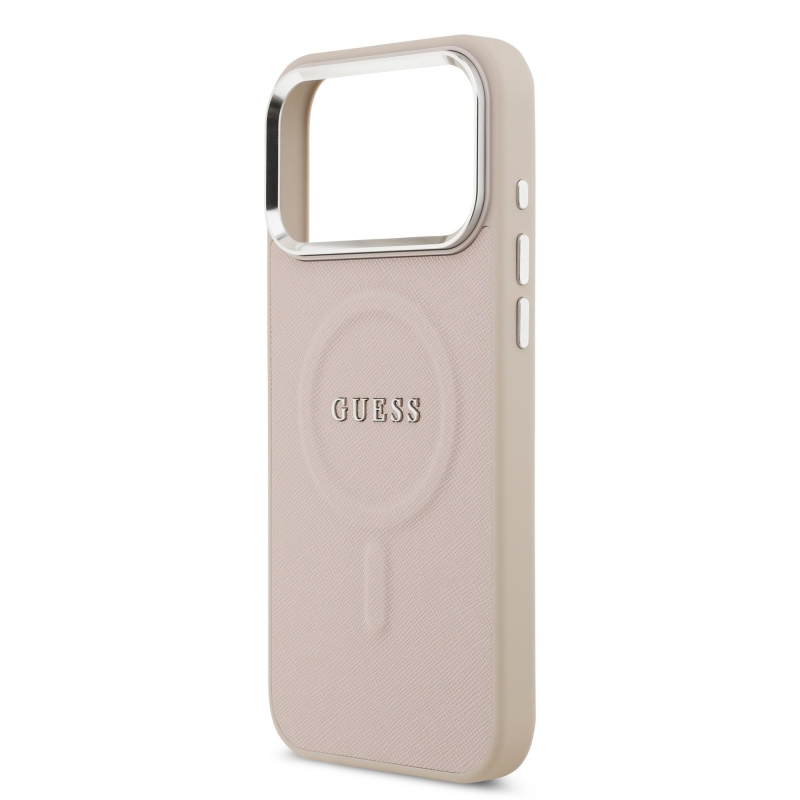 Guess PU Saffiano MagSafe zadný kryt pre iPhone 17 Pro Pink