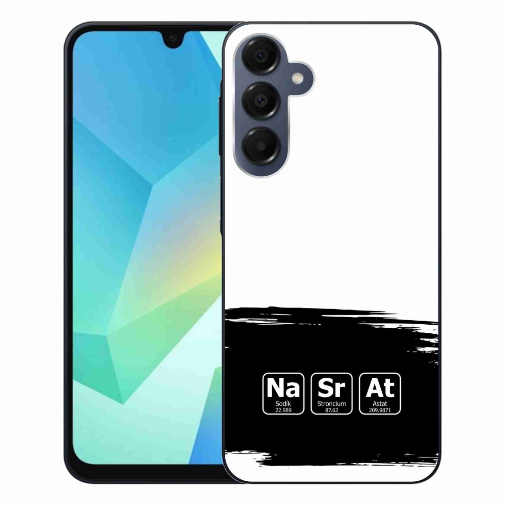Gélový kryt mmCase na Samsung Galaxy A16 4G/5G - chemické prvky čiernobiele pozadie