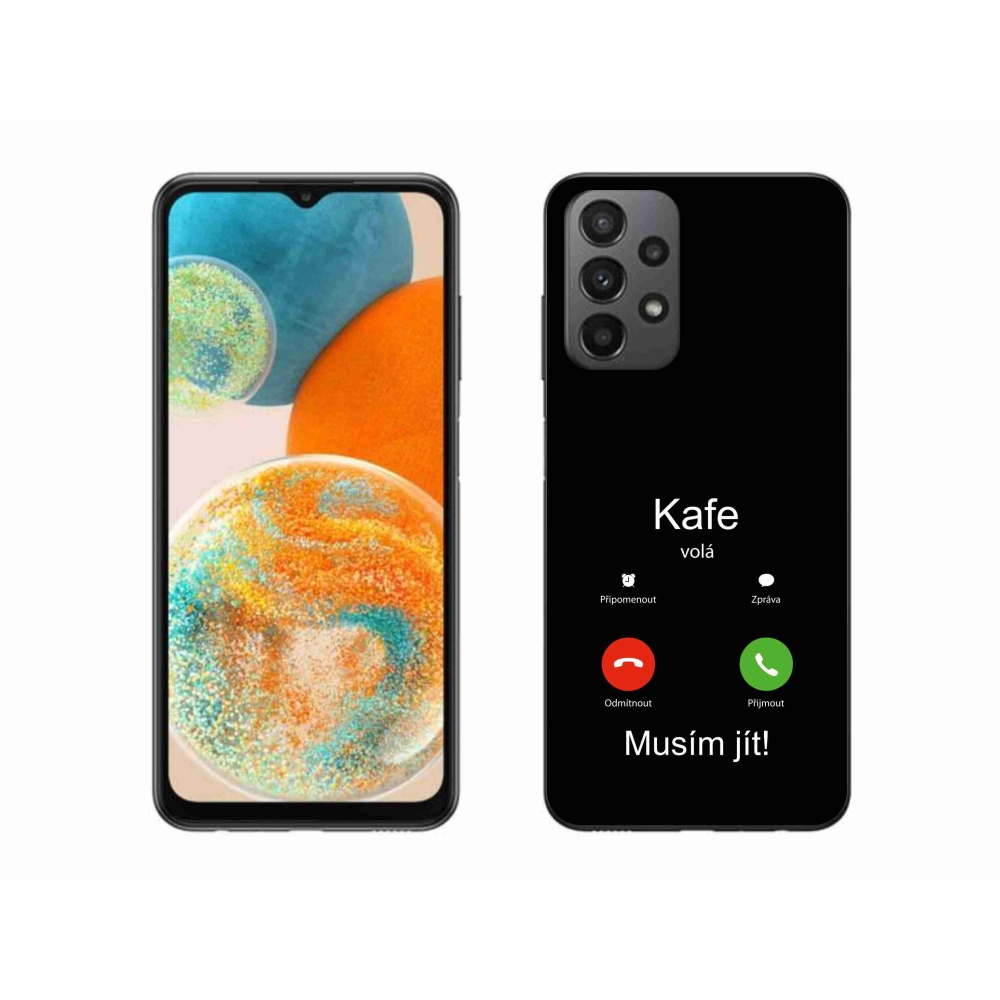 Gélový kryt mmCase na Samsung Galaxy A23 4G/5G - káva volá čierne pozadie