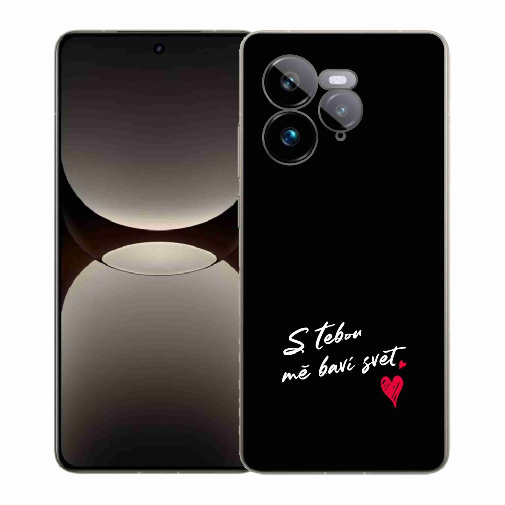 Gélový kryt mmCase na Realme GT 7 Pro 5G - zamilovaný text 1 čierne pozadie