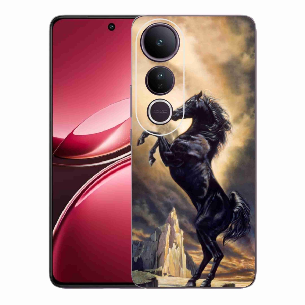 Gélový kryt mmCase na Vivo V50 Lite 4G/5G - čierny kreslený kôň