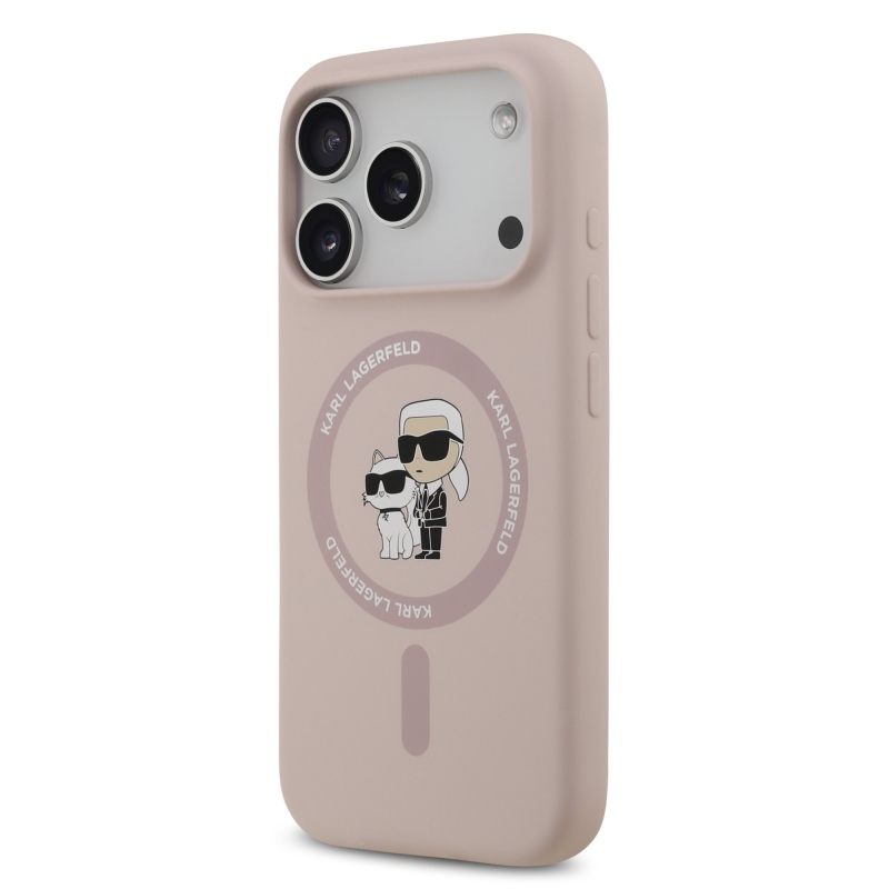 Karl Lagerfeld Liquid Silicone Karl and Choupette MagSafe zadný kryt pre iPhone 17 Pro Pink