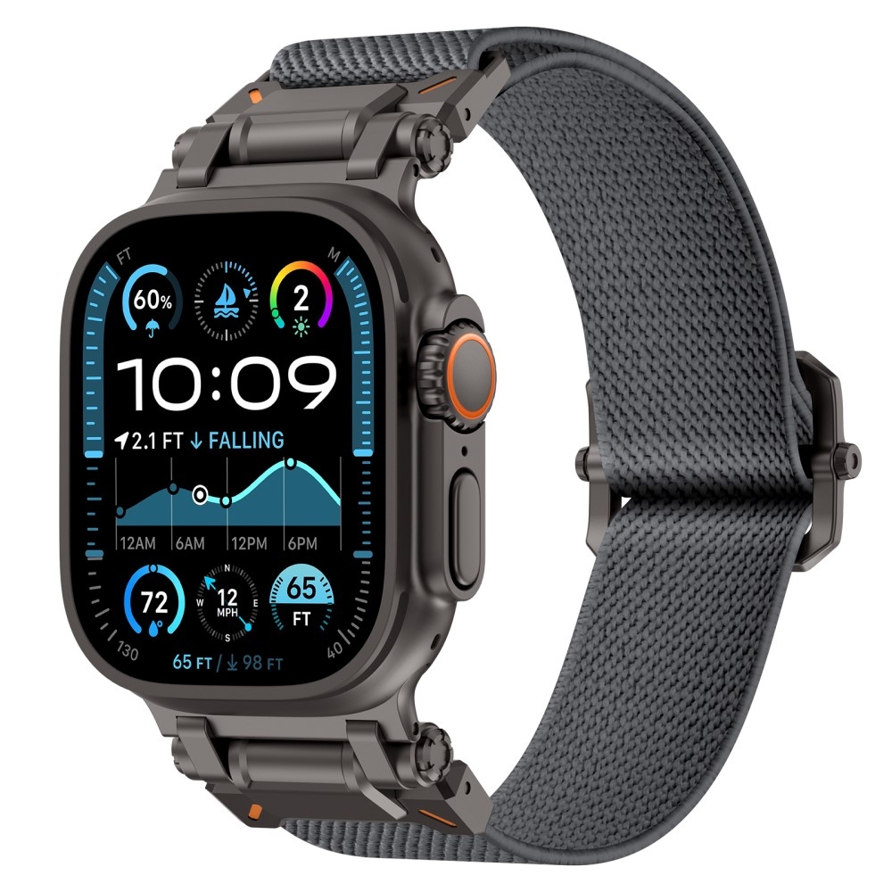 Metal nylonový remienok na Apple Watch Ultra/Ultra 2 49mm/SE/SE 2022/2023 44mm/10 46mm/9/8/7 45mm/6/5/4 44mm/3/2/1 42 mm - sivý