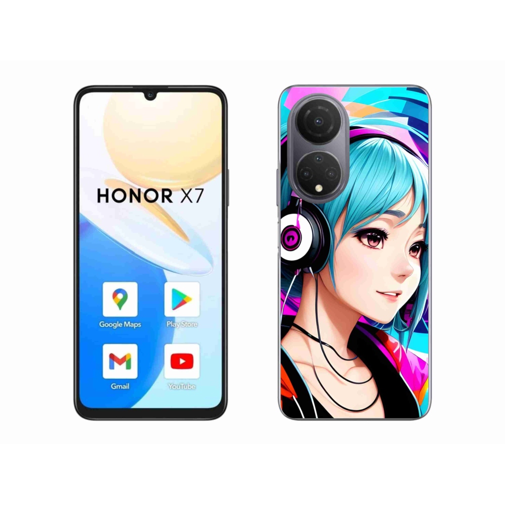 Gélový kryt mmCase na Honor X7 - dievča so slúchadlami