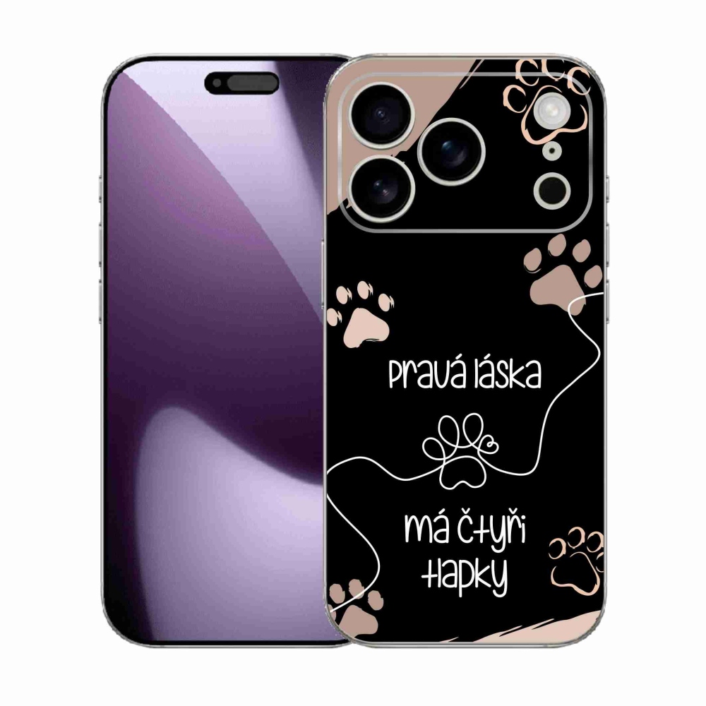 Gélový kryt mmCase na iPhone 17 Pro - psí motív 1 čierne pozadie