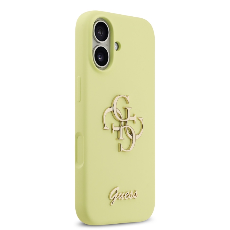 Guess Liquid Silicone 4G Metal Logo Zadný kryt pre iPhone 17 Yellow