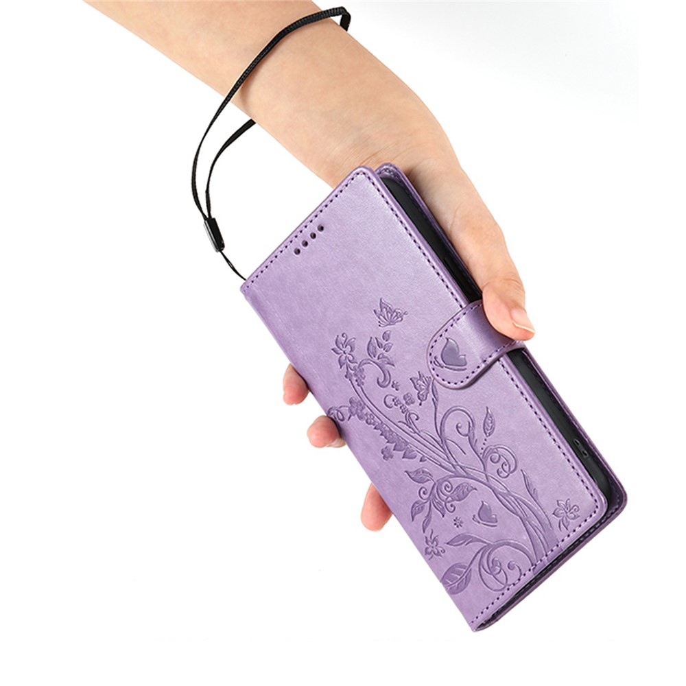 Flowery knižkové puzdro na Xiaomi Redmi 15 5G (169mm) - fialové