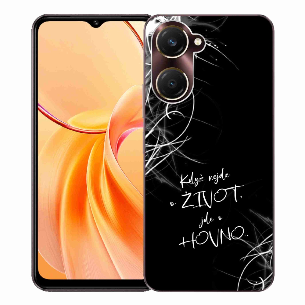 Gélový kryt mmCase na Vivo Y28s 5G - vtipný text 16 čierne pozadie