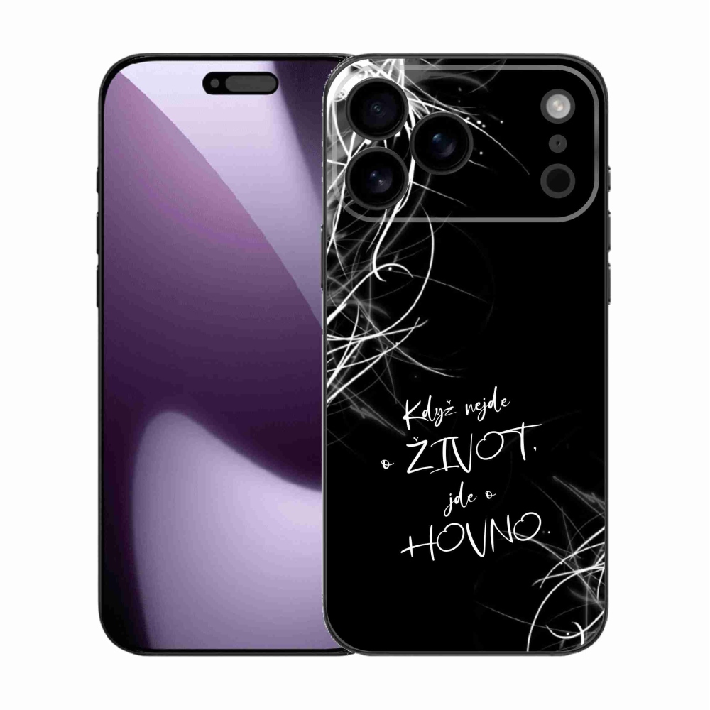 Gélový kryt mmCase na iPhone 17 Pro Max - vtipný text 16 čierne pozadie