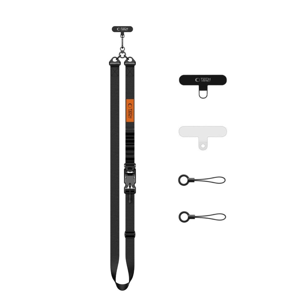Tech-Protect C9S Rope Crossbody popruh na telefón - čierny/oranžový