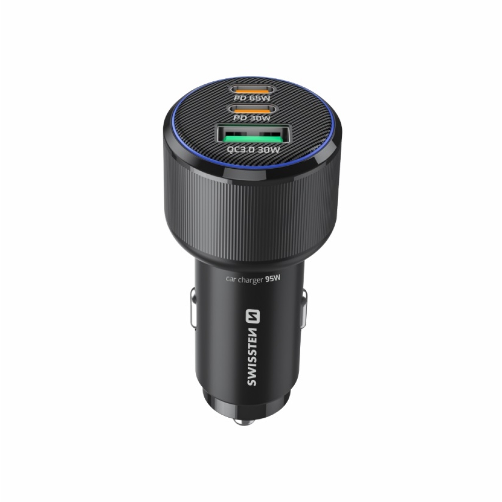 Swissten CL adaptér 2x USB-C PD + USB-A, 95W - čierny